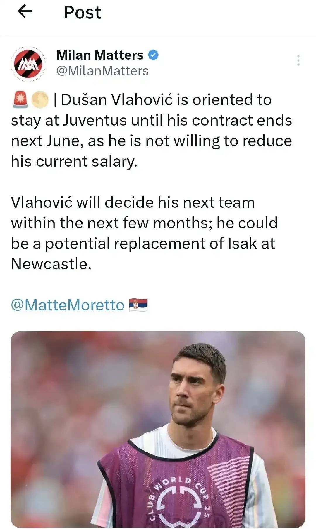 意甲：弗拉霍维奇表示我会留在尤文图斯尤文图斯，明年六月份之前哪里也不去！